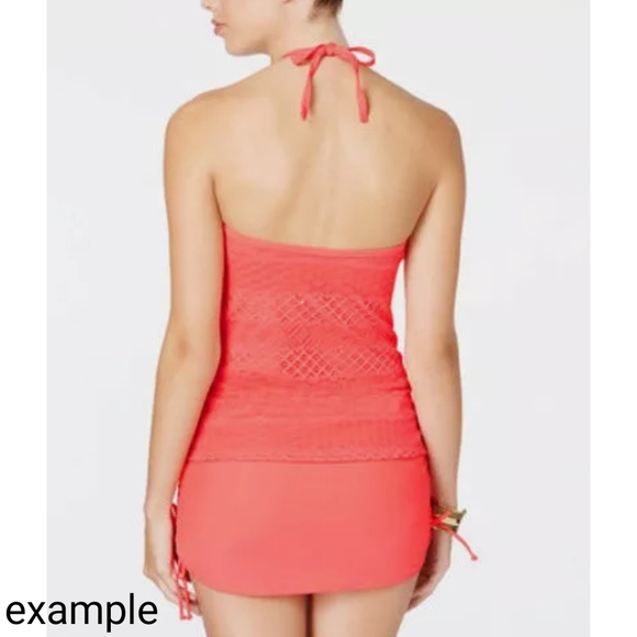 Island Escape Sky High-Neck Crochet Tankini Top   16 Blue - Picture 2 of 10